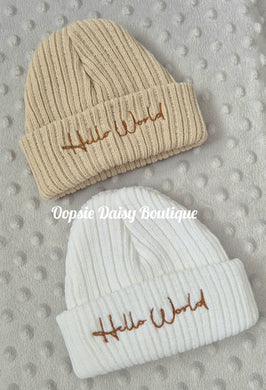 Newborn Hello World Knitted Beanie Hat