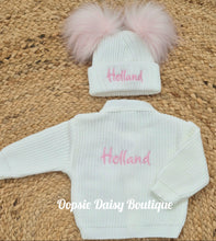 Load image into Gallery viewer, Personalised Cardigan &amp; Hat Set
