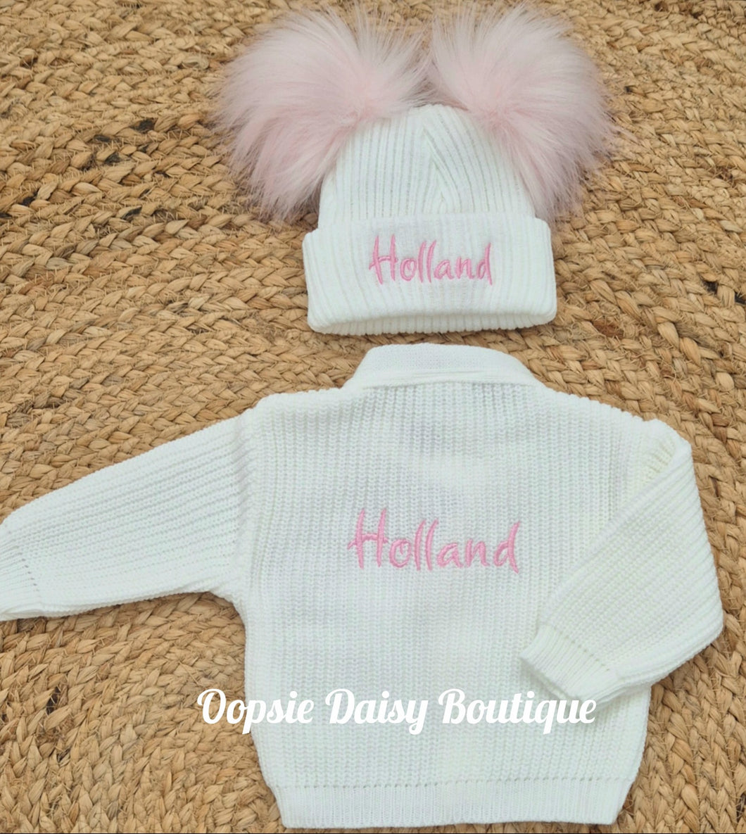 Personalised Cardigan & Hat Set