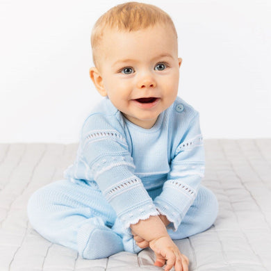 Boys Blue Knitted Trouser Suit Dandelion - Hats available separately