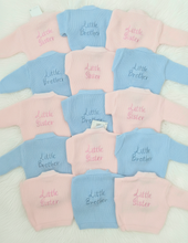 Load image into Gallery viewer, Little Brother Little Sister Baby Cardigan – Knitted New Baby Gift