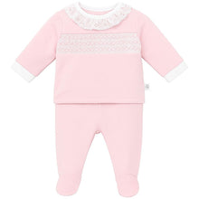 Load image into Gallery viewer, Girls Pink Trouser Set with Smocking