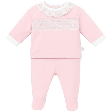 Girls Pink Trouser Set with Smocking