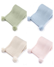 Load image into Gallery viewer, Luxury Knitted Pom Pom Baby Blanket &amp; Hat Set - Newborn &amp; Christening Gift