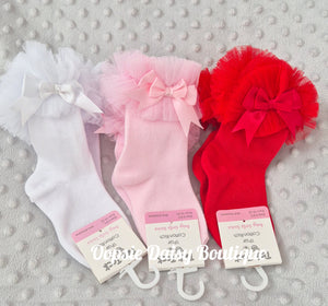 Baby Girls Frilly Ankle Socks Tutu Ribbon