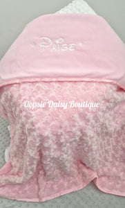 Personalised Baby Blanket Supersoft Rosebud Design X 6 Colours  , Disney Font