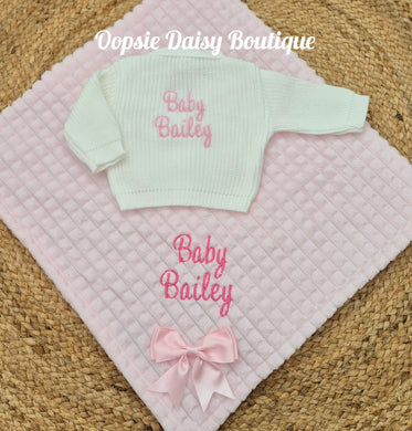 Personalised Ribbon Blanket & Cardigan Set - Boys & Girls