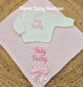 Personalised Ribbon Blanket & Cardigan Set - Boys & Girls