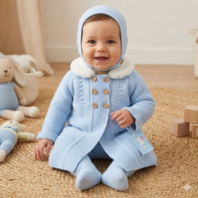 Load image into Gallery viewer, Blue Knitted Coatigan &amp; Hat Set