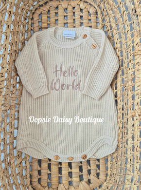 Unisex Hello World Personalised Romper