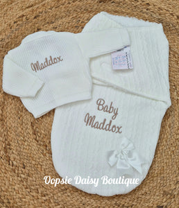 Personalised Swaddle & Cardigan Set - Boys & Girls
