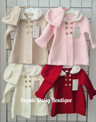 Girls Knitted Pram Coatigan & Hat Set