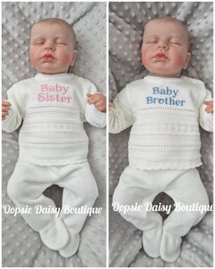 Baby Sister Baby Brother Knitted Trouser Set Dandelion Baby