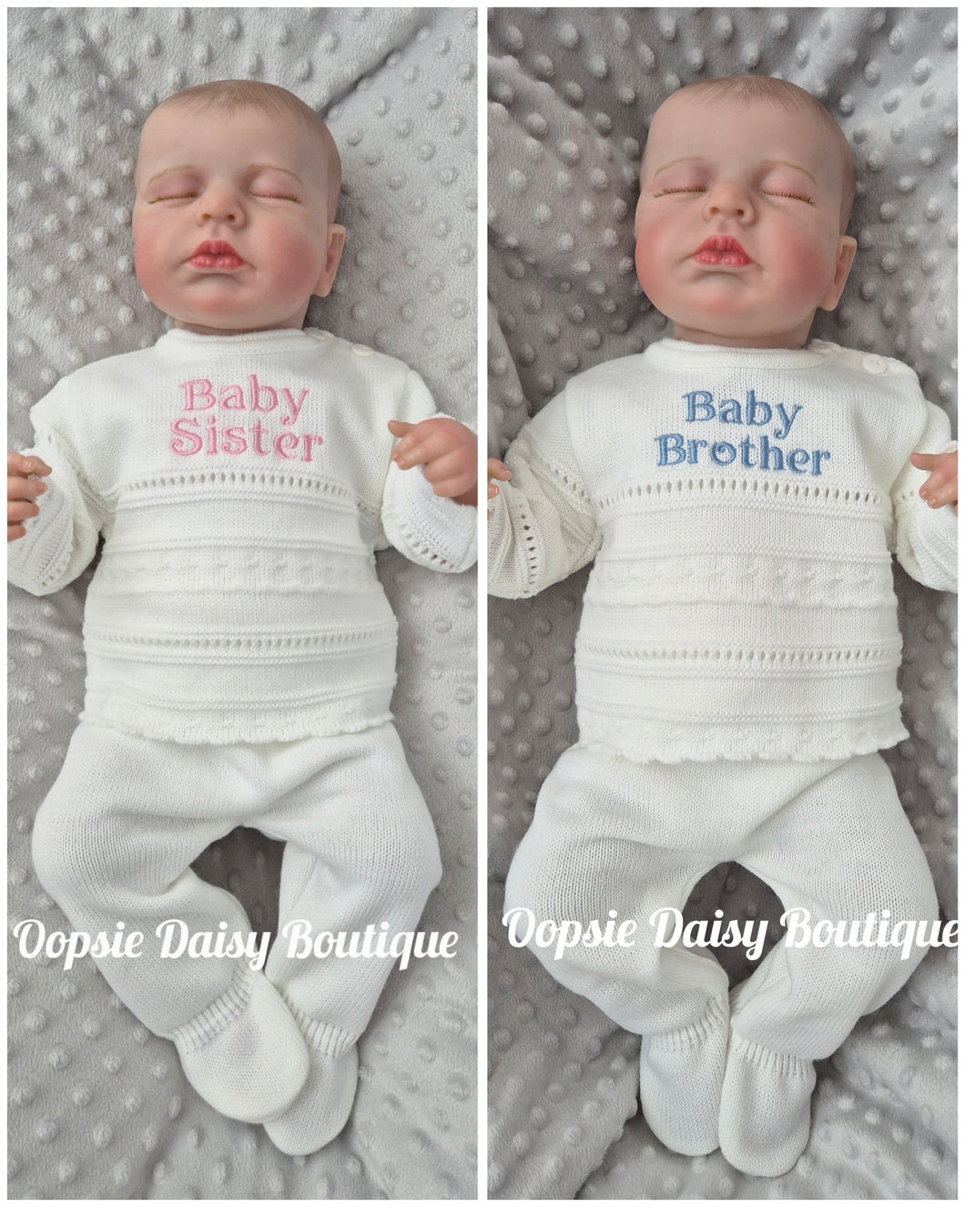 Baby Sister Baby Brother Knitted Trouser Set Dandelion Baby