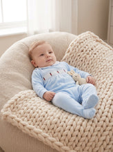 Load image into Gallery viewer, Boys Blue Little Soldier Sleepsuit with Smocking