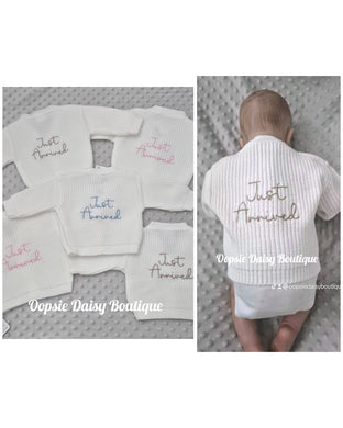 Just Arrived White Ribbed Baby Cardigan,  Choose Colour