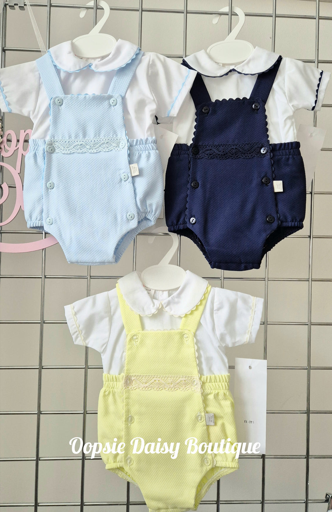 Boys Spanish Waffle Dungaree Sets