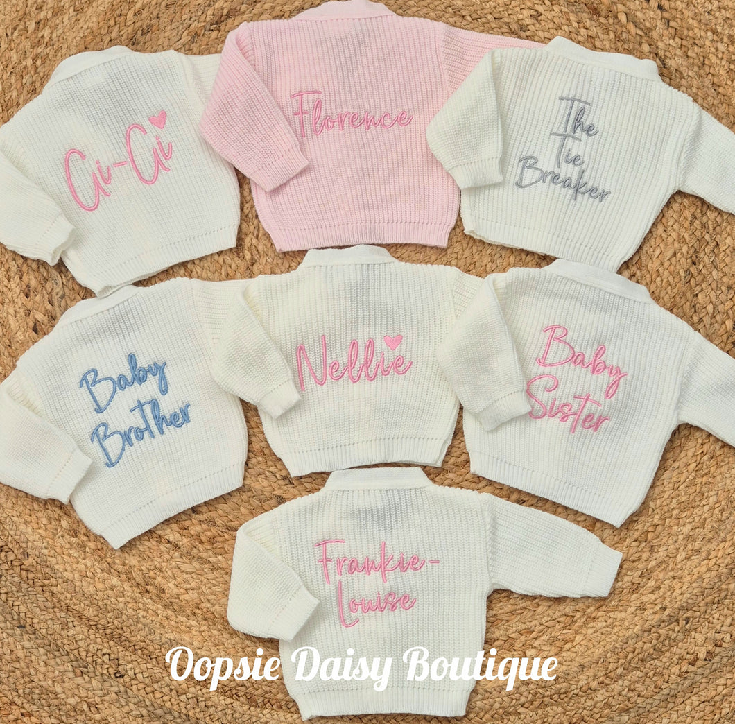 Personalised Baby Cardigans New Fancy Script Font