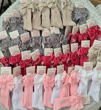 Load image into Gallery viewer, Girls Knee High Ribbon Socks Large Velvet Bow