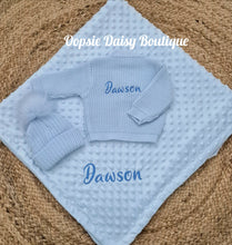 Load image into Gallery viewer, Personalised Baby Bundle, Blanket,Cardigan &amp; Hat - Choose size &amp; Colour