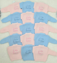 Load image into Gallery viewer, Little Brother Little Sister Baby Cardigan – Knitted New Baby Gift