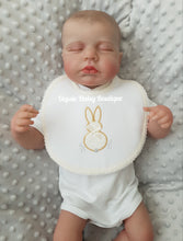 Load image into Gallery viewer, Spanish Round Bib With Bunny Towelling Back