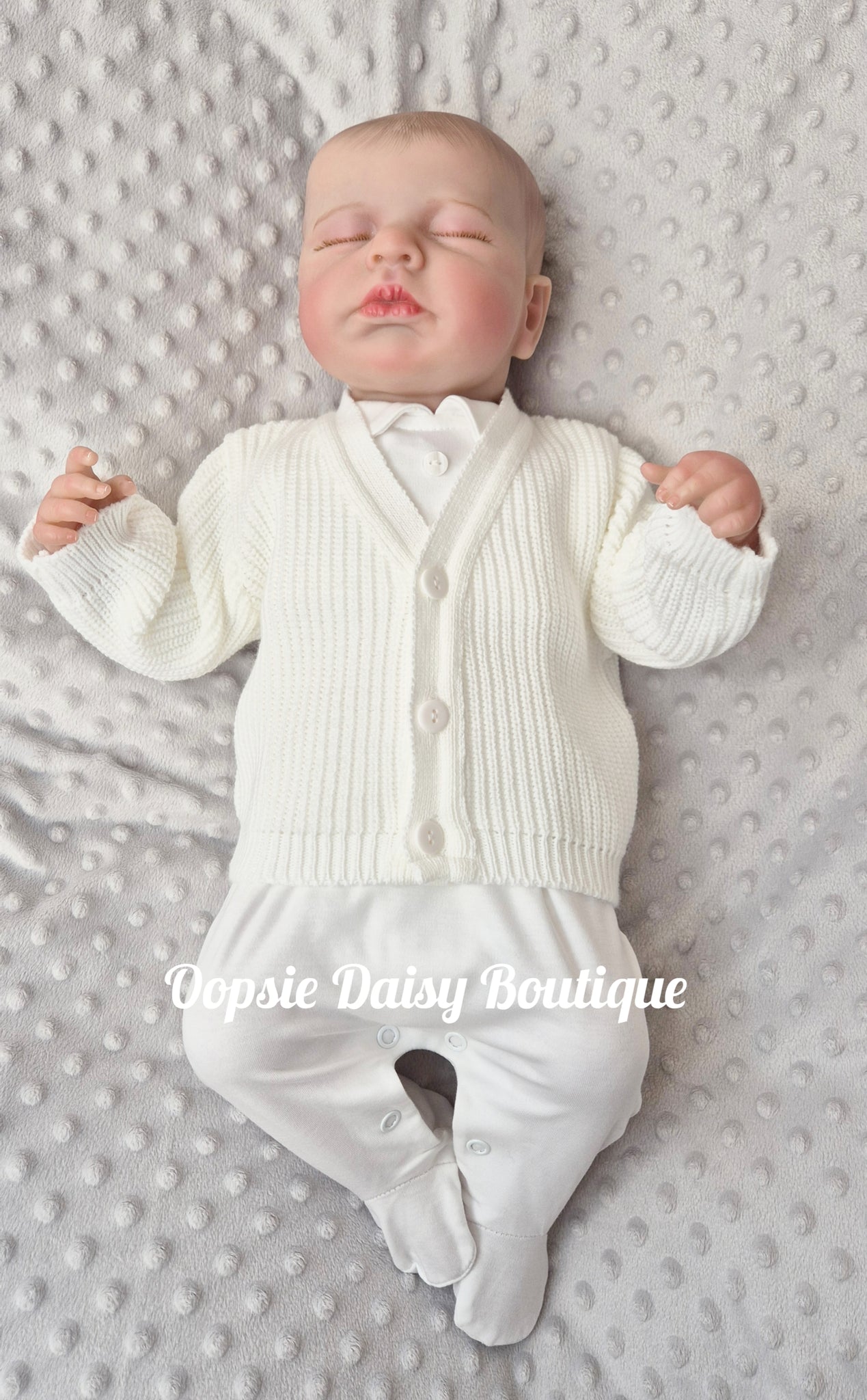 Baby Boy White Knitted Cardigan Newborn White Knitted Baby