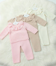 Load image into Gallery viewer, Girls Knitted Frill Collar Trouser Set - Portuguese Girls Clothing