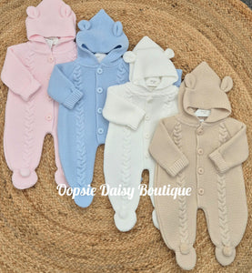 Knitted Pram suit All In One