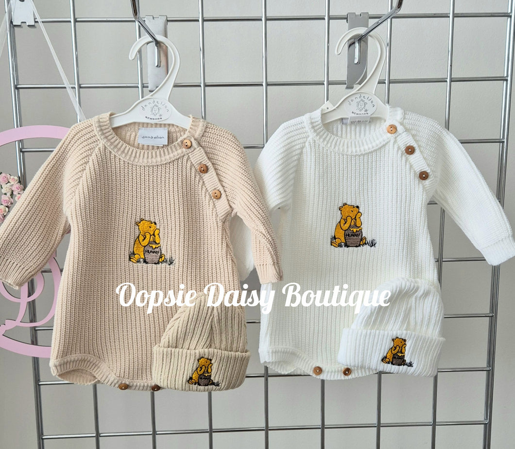 Winnie the Pooh Knitted Romper & Hat Set
