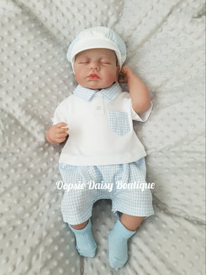 Boys Blue Gingham Romper All In One