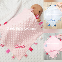 Load image into Gallery viewer, Personalised Baby Comforter Taggies Blanket - Baby Blanket - Embroidered Design