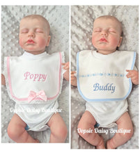 Load image into Gallery viewer, Personalised Blanket &amp; Bib Set , Blue or Pink