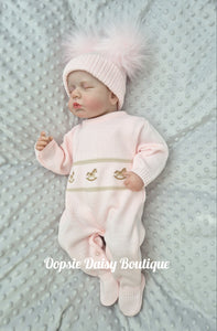 Girls Pink Rocking Horse Knitted Romper Dandelion