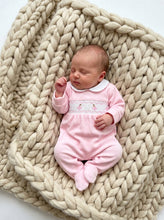 Load image into Gallery viewer, Girls Pink Ballerina Sleepsuit with Smocking