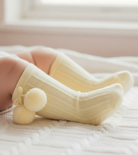 Load image into Gallery viewer, Knee High Pom Pom Socks Lemon