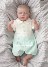 Load image into Gallery viewer, Boys Mint Green Smocked All In One