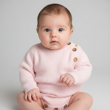 Load image into Gallery viewer, Supported sitting baby girl in pink romper