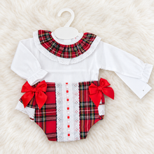 Load image into Gallery viewer, Tartan set on a soft white fluffy rug