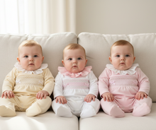 Load image into Gallery viewer, Three babies on linen sofa