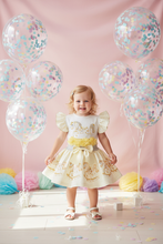 Load image into Gallery viewer, Toddler standing with pastel confetti balloons