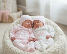 Load image into Gallery viewer, Twin Newborn Baby Girls in Pink and White Sets - New Background