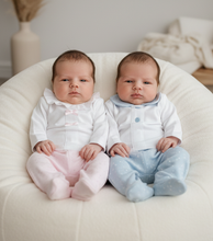 Load image into Gallery viewer, Twins on ivory beanbag editorial