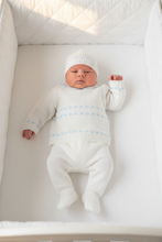 Load image into Gallery viewer, White &amp; Blue Knit Cot 6