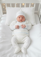 Load image into Gallery viewer, White &amp; Blue Knit Cot 9