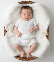 Load image into Gallery viewer, White knit set, fluffy blanket basket
