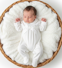 Load image into Gallery viewer, White romper baby in basket