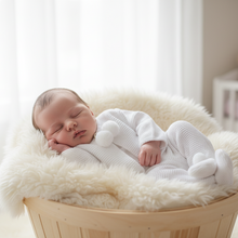 Load image into Gallery viewer, White set in wooden basket