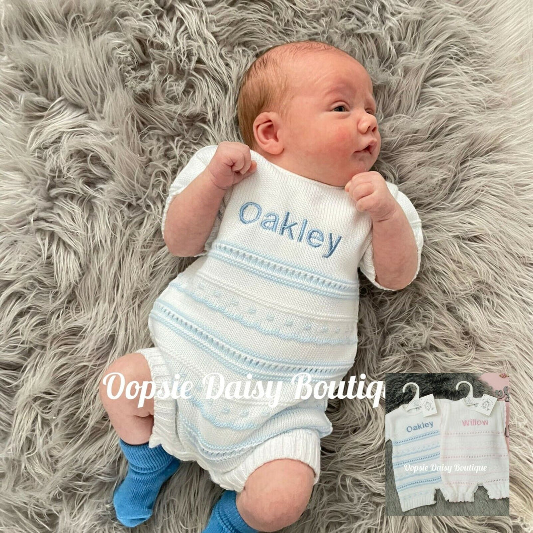 Personalised Boys & Girls Knitted Rompers Dandelion Baby