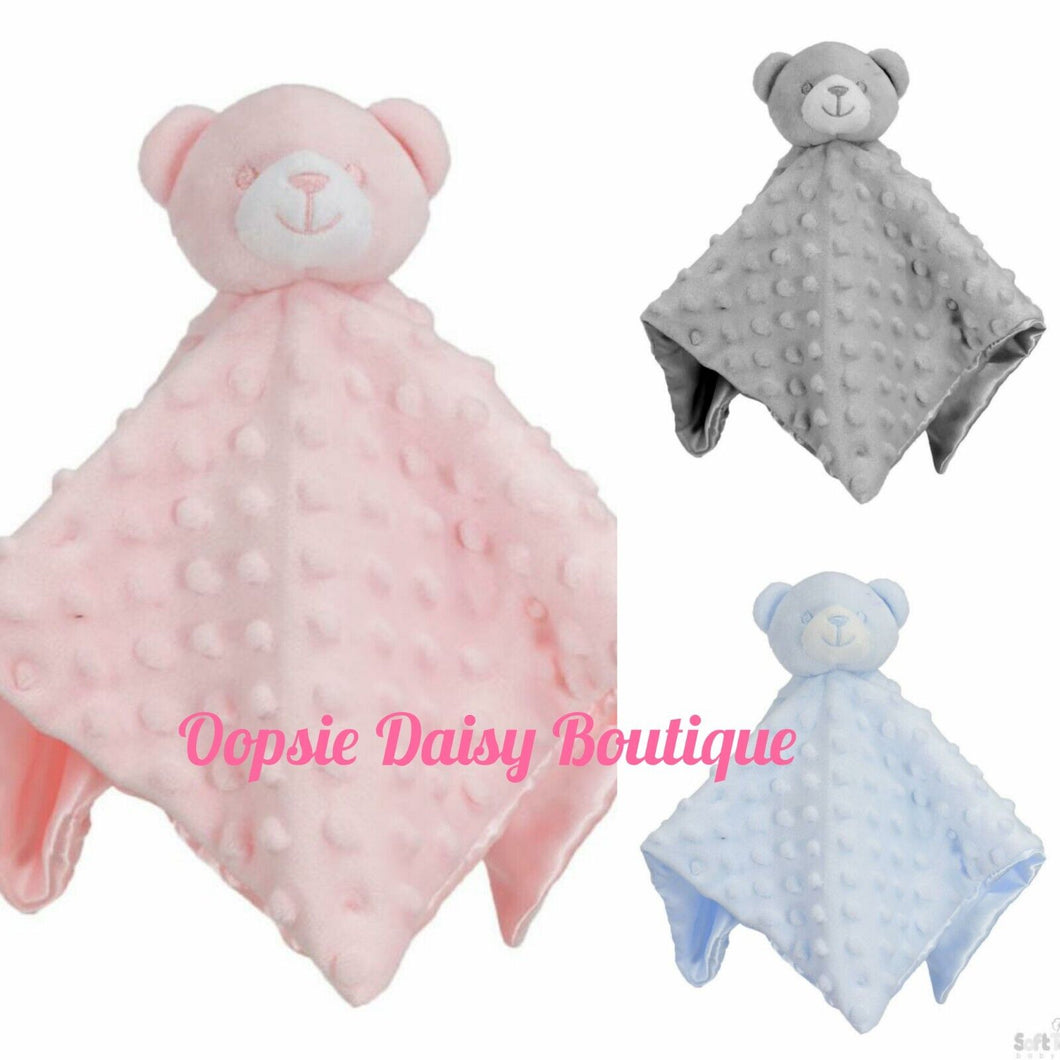 Personalised Baby Comforter Teddy Bear Baby Blanket - Embroidered Design